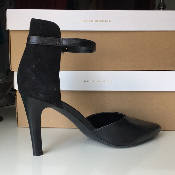 Franco Sarto Black Leather/Suede Heels size 6 - Picture 4 of 6